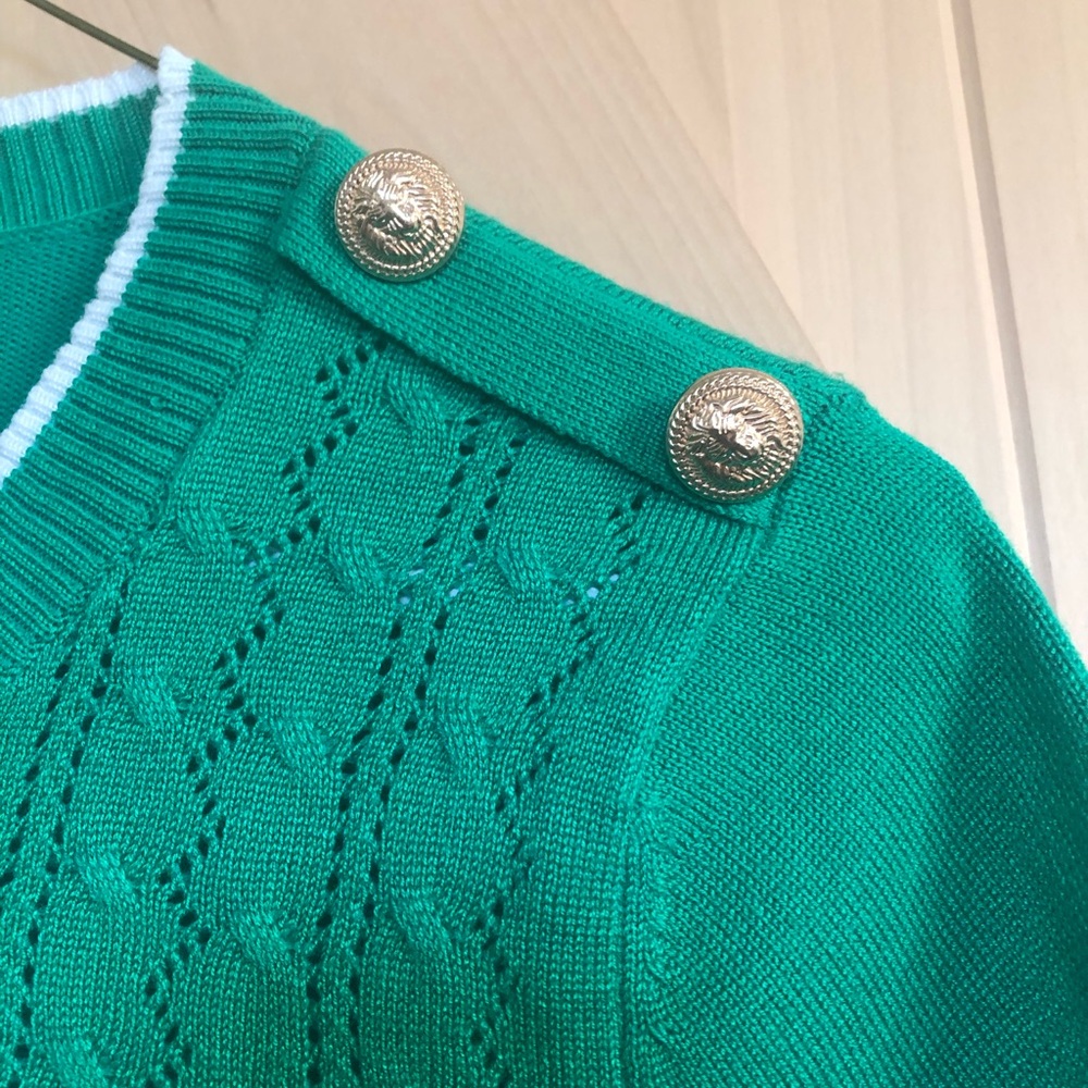 NWT Select + Trend Kelly green knit top - Picture 2 of 10